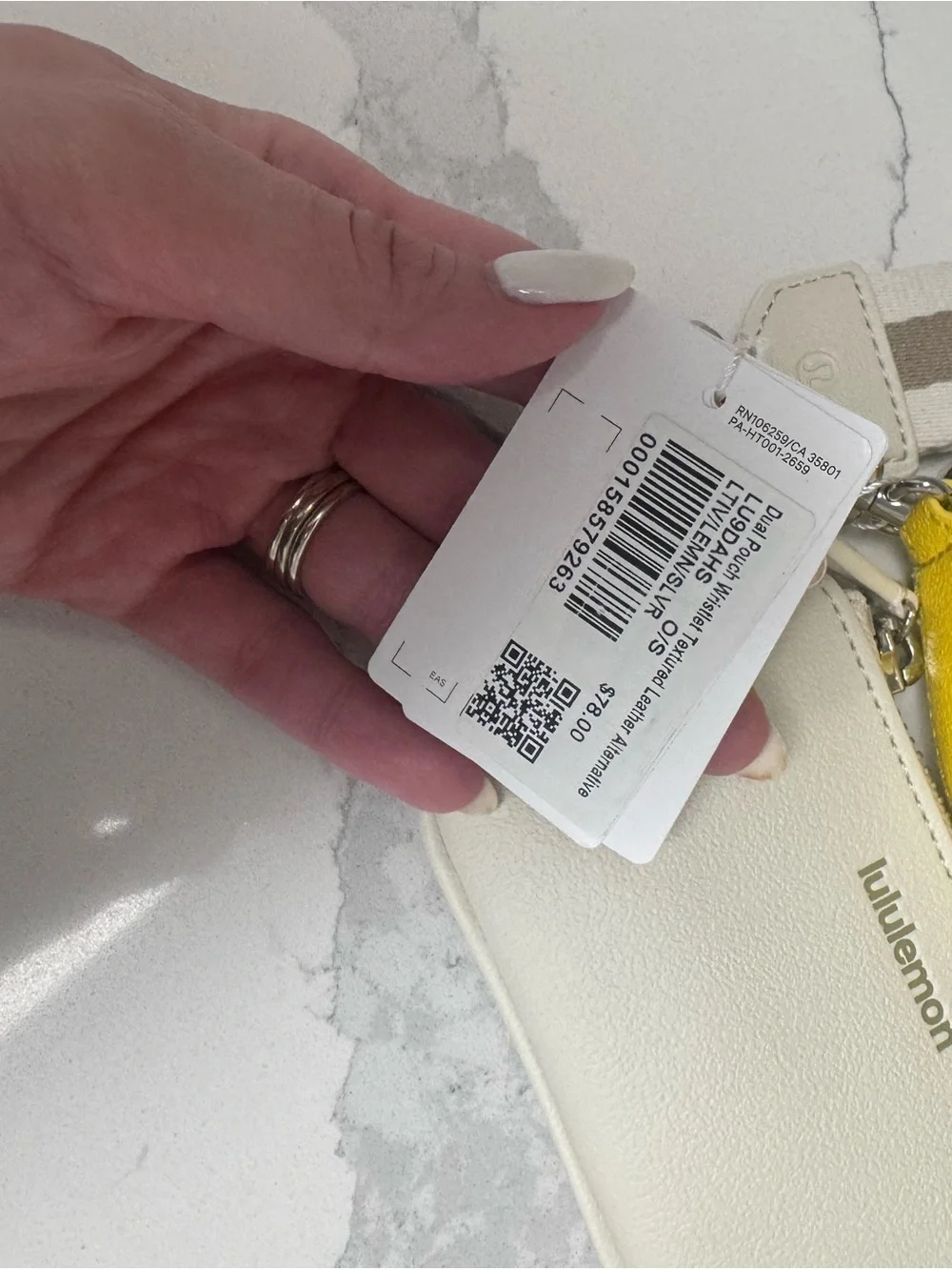 lululemon athletica White Mini Crossbody with Yellow Lemon Coin Pouch